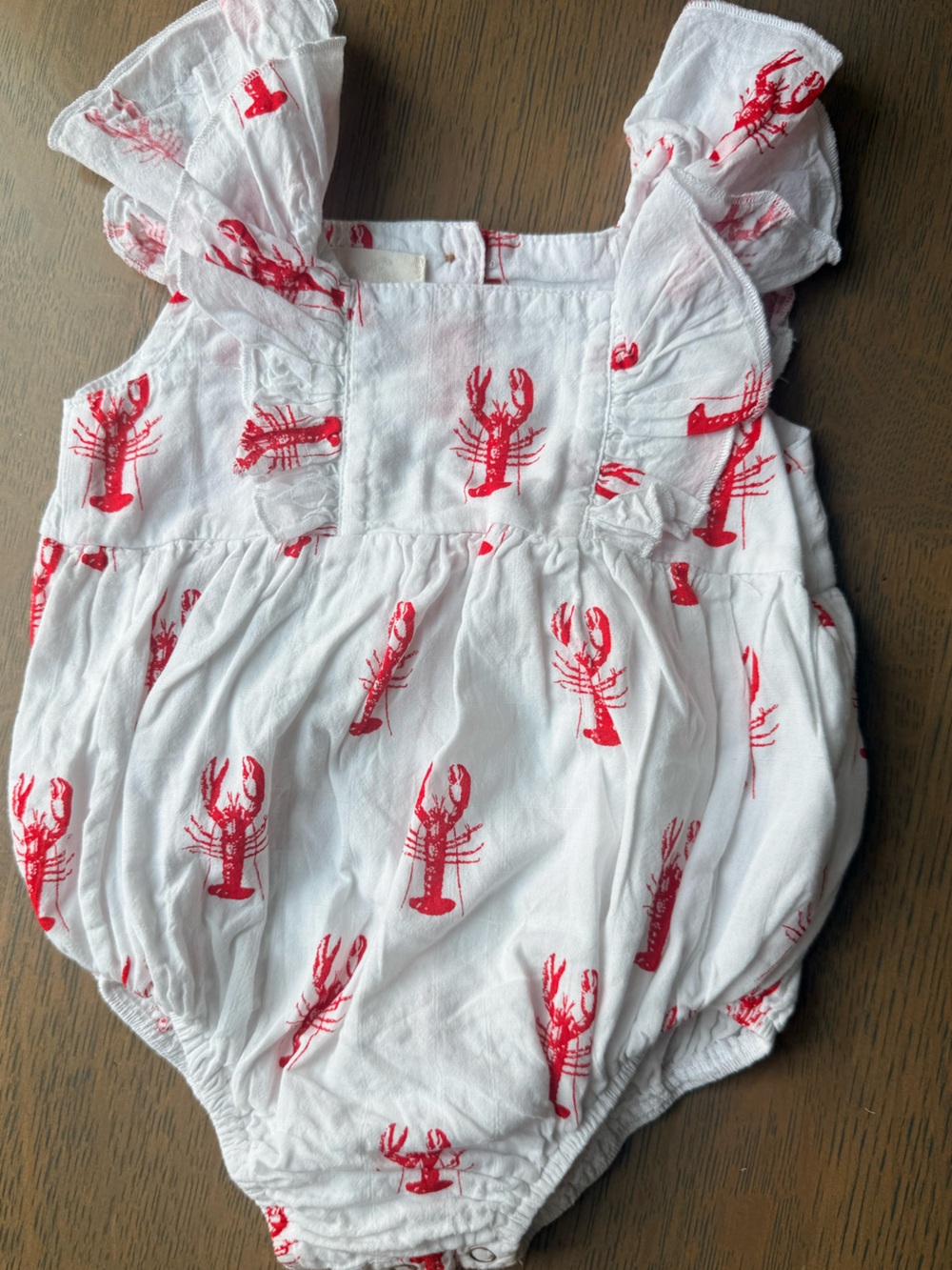 Vignette - White Baby Romper with Red Lobster Print - 3-6 months